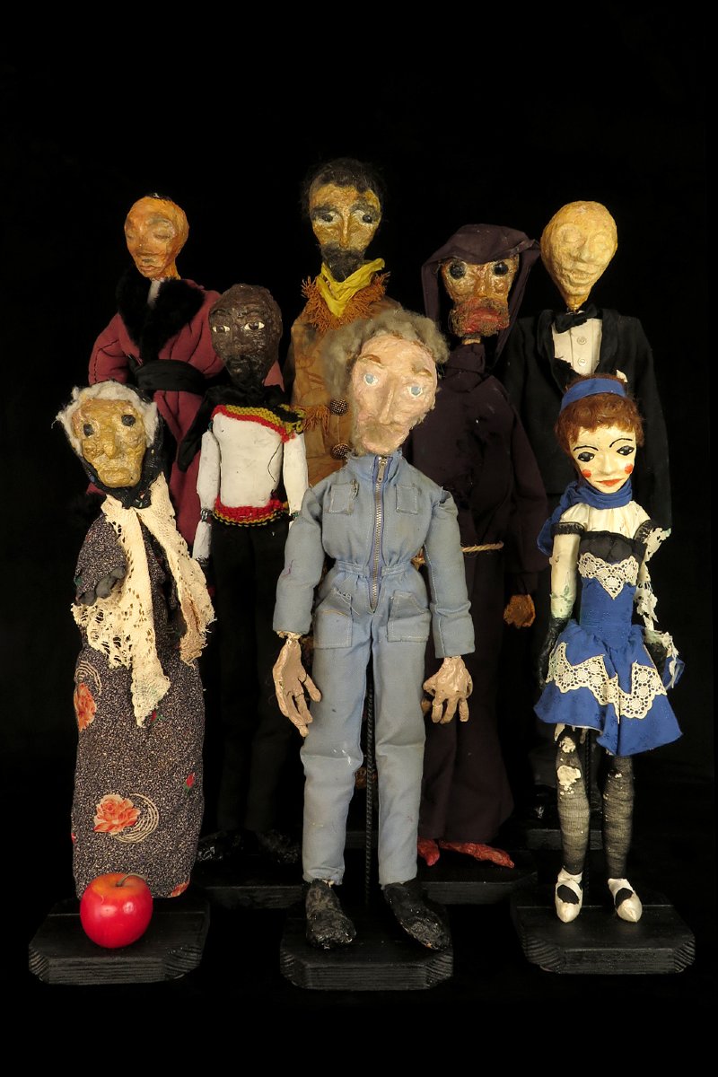 Ancien lot de marionnettes en papier mâché, vers 1940 / Art Populaire-photo-8