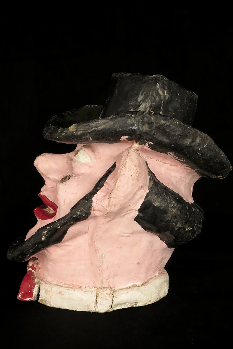 Imposant et ancien masque de carnaval, vers 1900 / Art Forain-photo-1