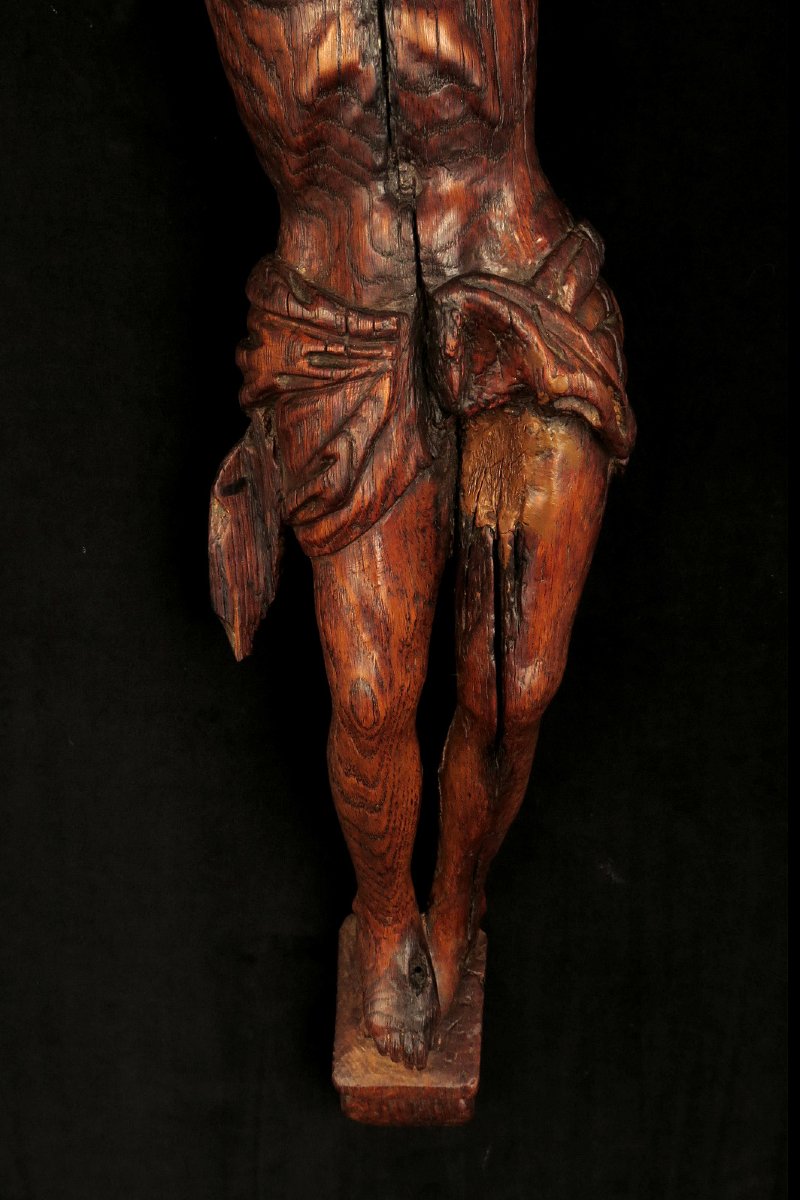 Ancien vestige de Christ, sculpture en bois vers 1700 / Chêne-photo-3