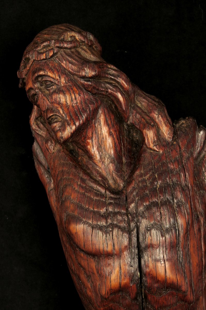 Ancien vestige de Christ, sculpture en bois vers 1700 / Chêne-photo-4