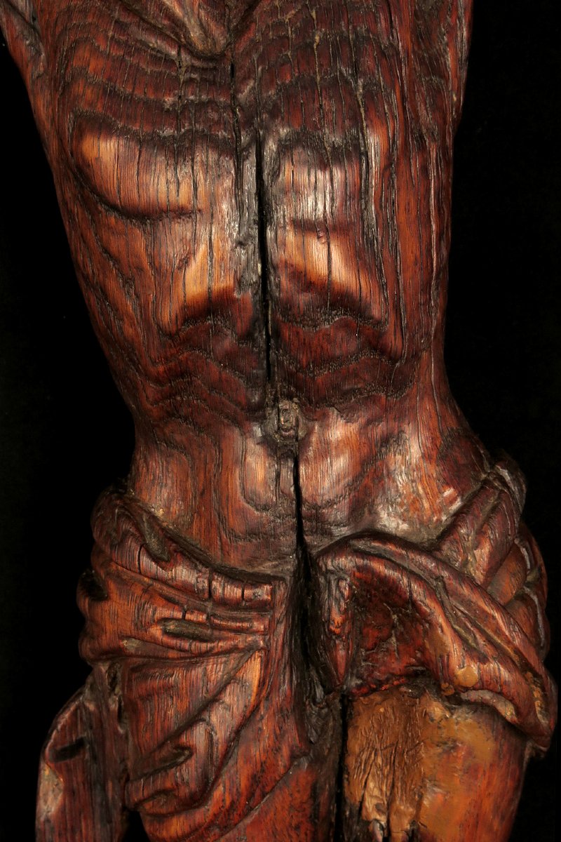 Ancien vestige de Christ, sculpture en bois vers 1700 / Chêne-photo-1