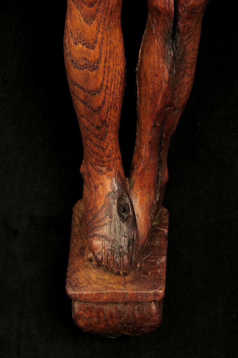 Ancien vestige de Christ, sculpture en bois vers 1700 / Chêne-photo-2
