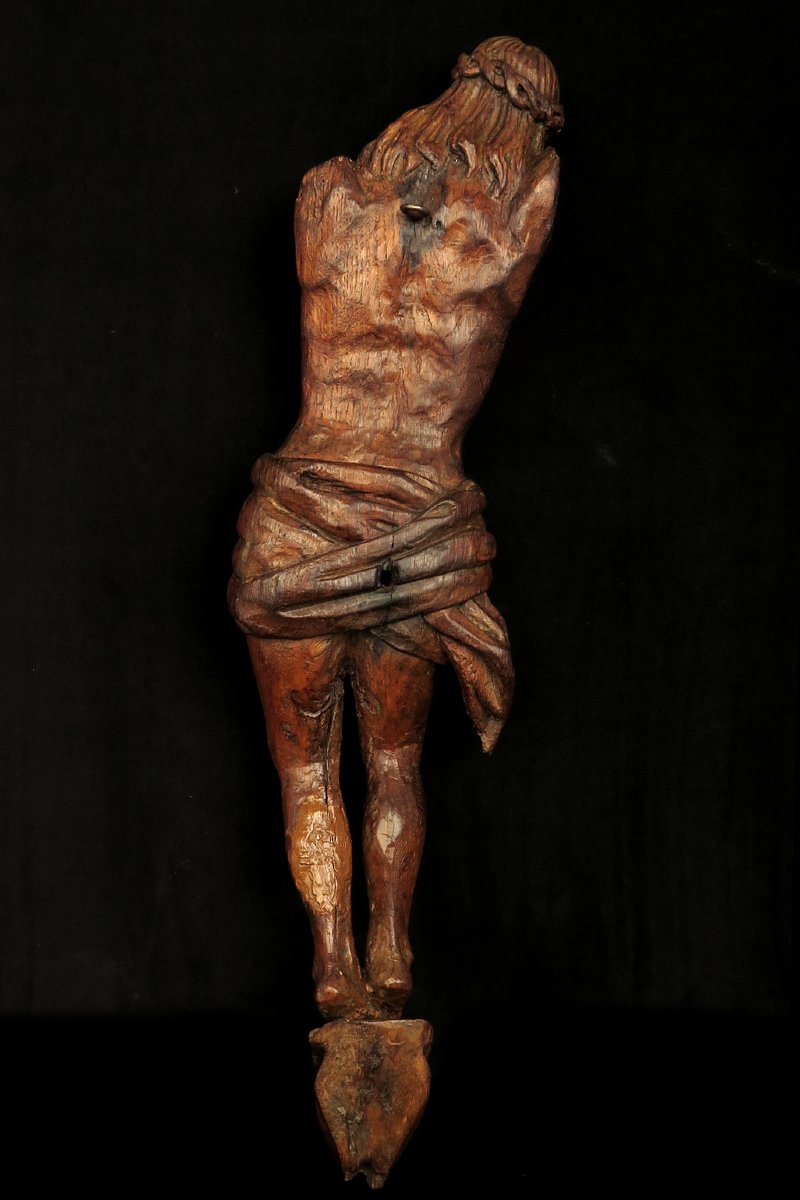 Ancien vestige de Christ, sculpture en bois vers 1700 / Chêne-photo-4