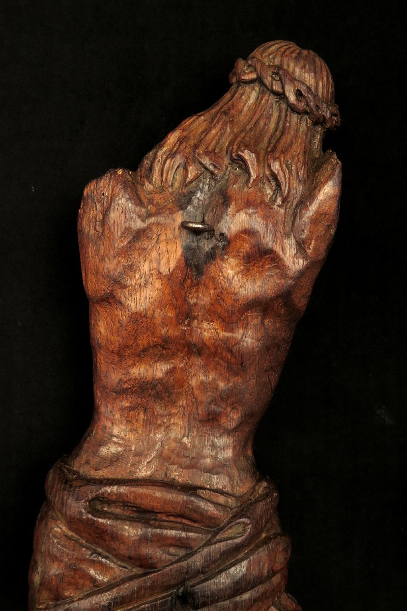 Ancien vestige de Christ, sculpture en bois vers 1700 / Chêne-photo-5