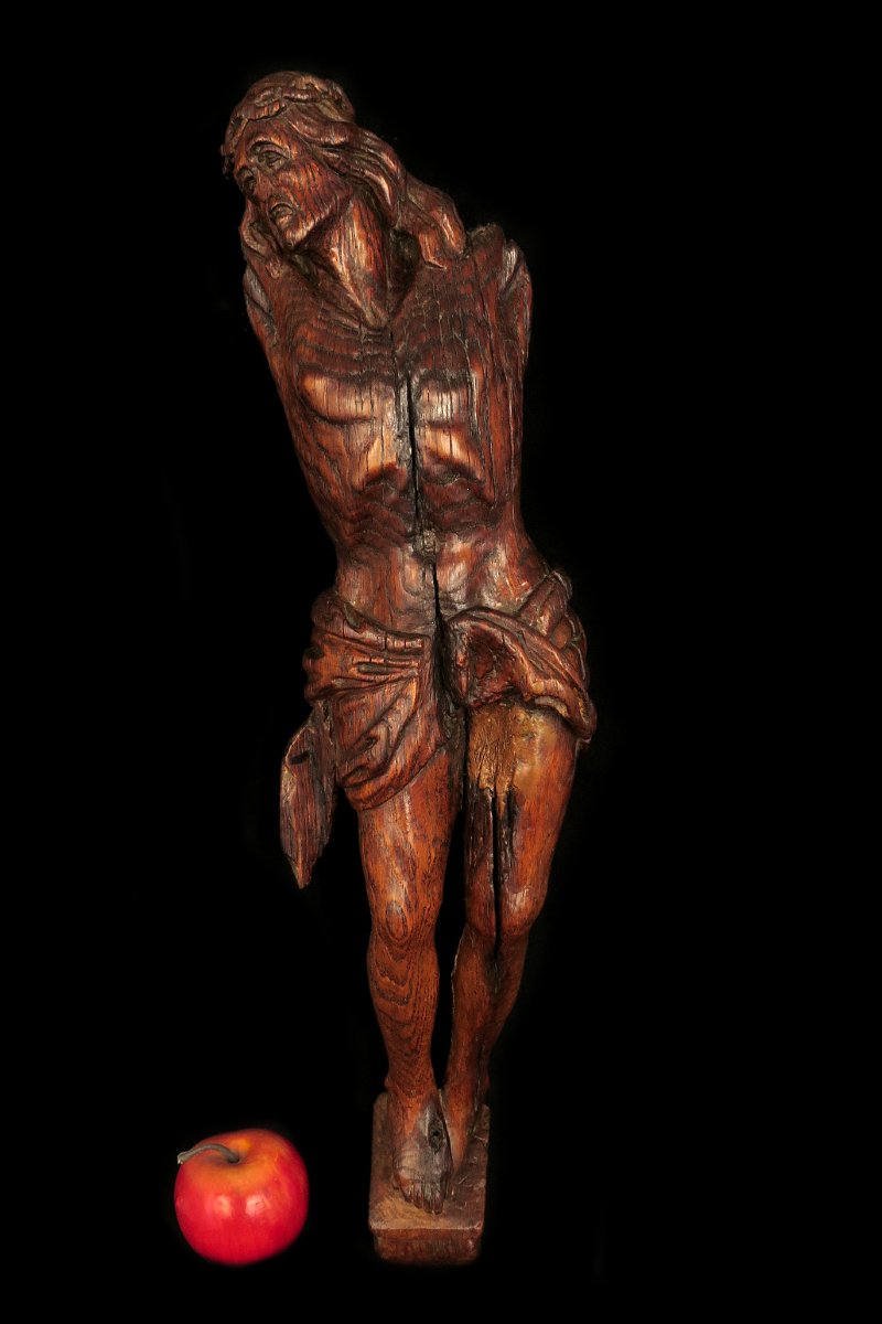 Ancien vestige de Christ, sculpture en bois vers 1700 / Chêne-photo-7