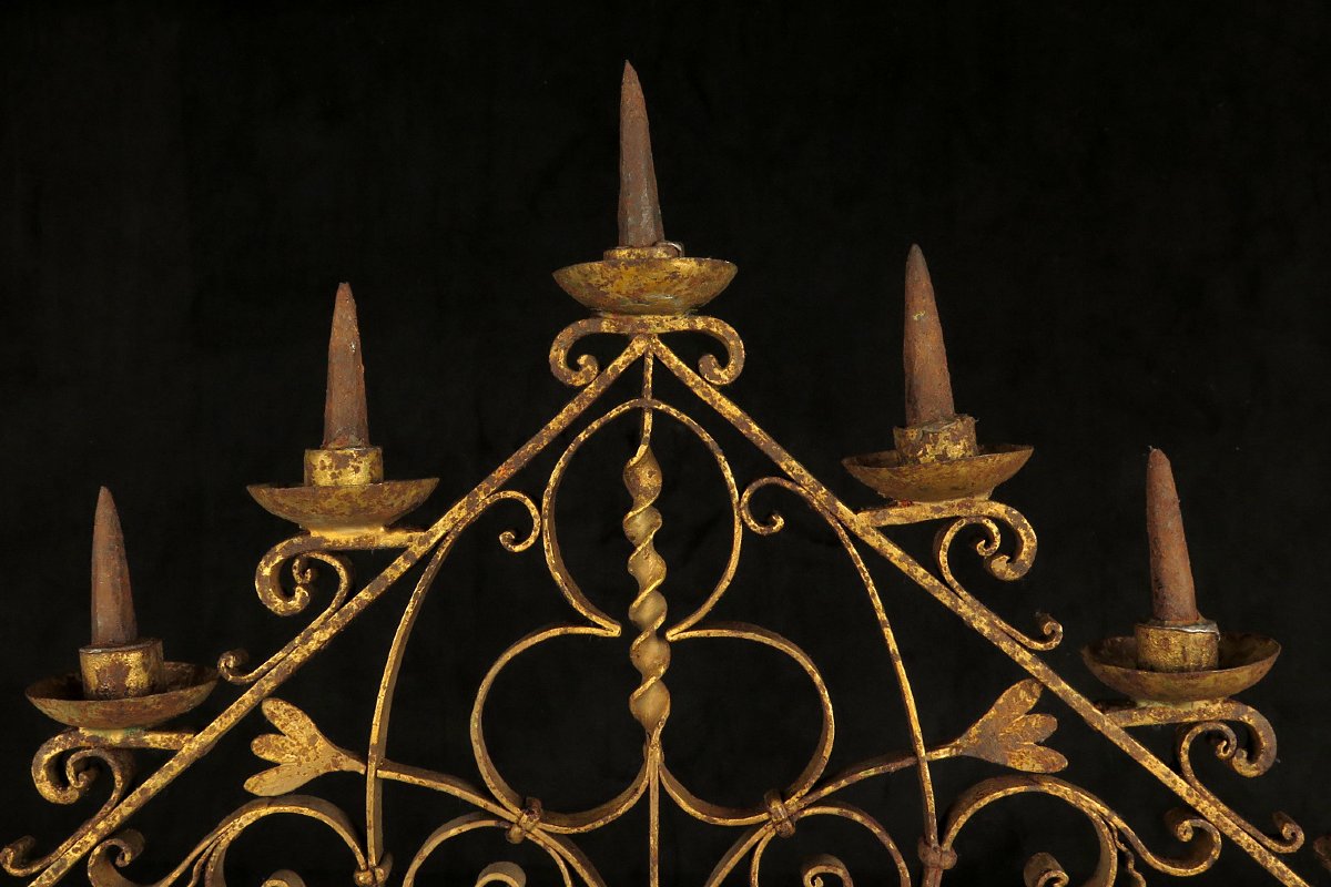 Antique Candlestick, Wrought-iron Candle Holder, Circa 1880.-photo-2