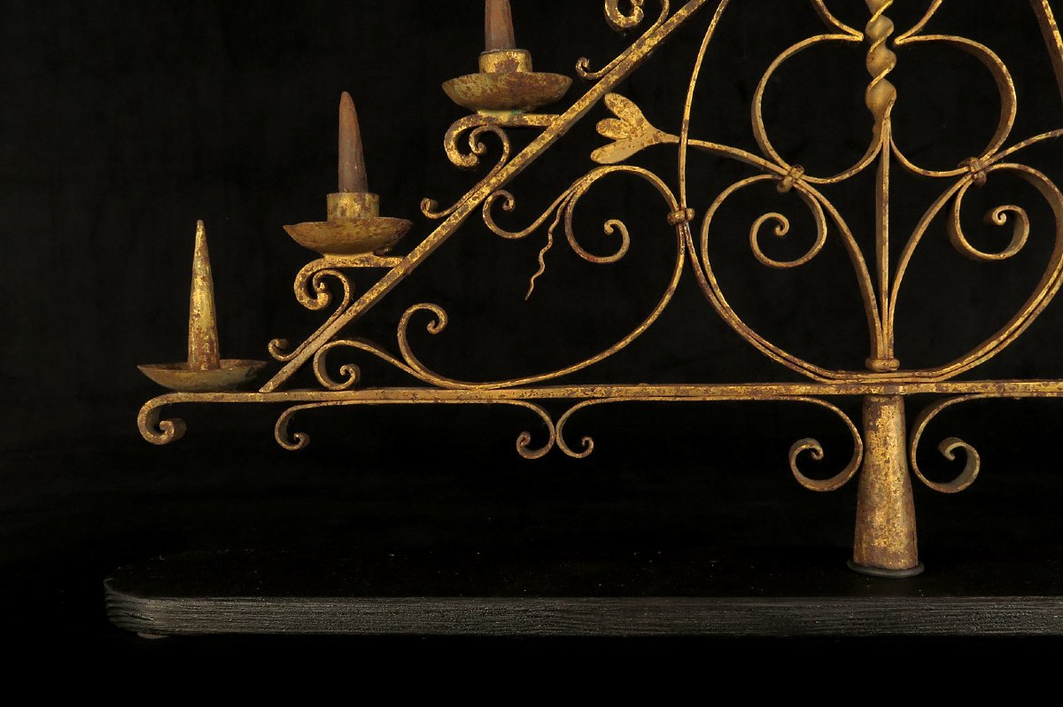 Antique Candlestick, Wrought-iron Candle Holder, Circa 1880.-photo-3