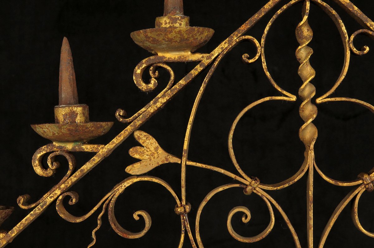 Antique Candlestick, Wrought-iron Candle Holder, Circa 1880.-photo-1