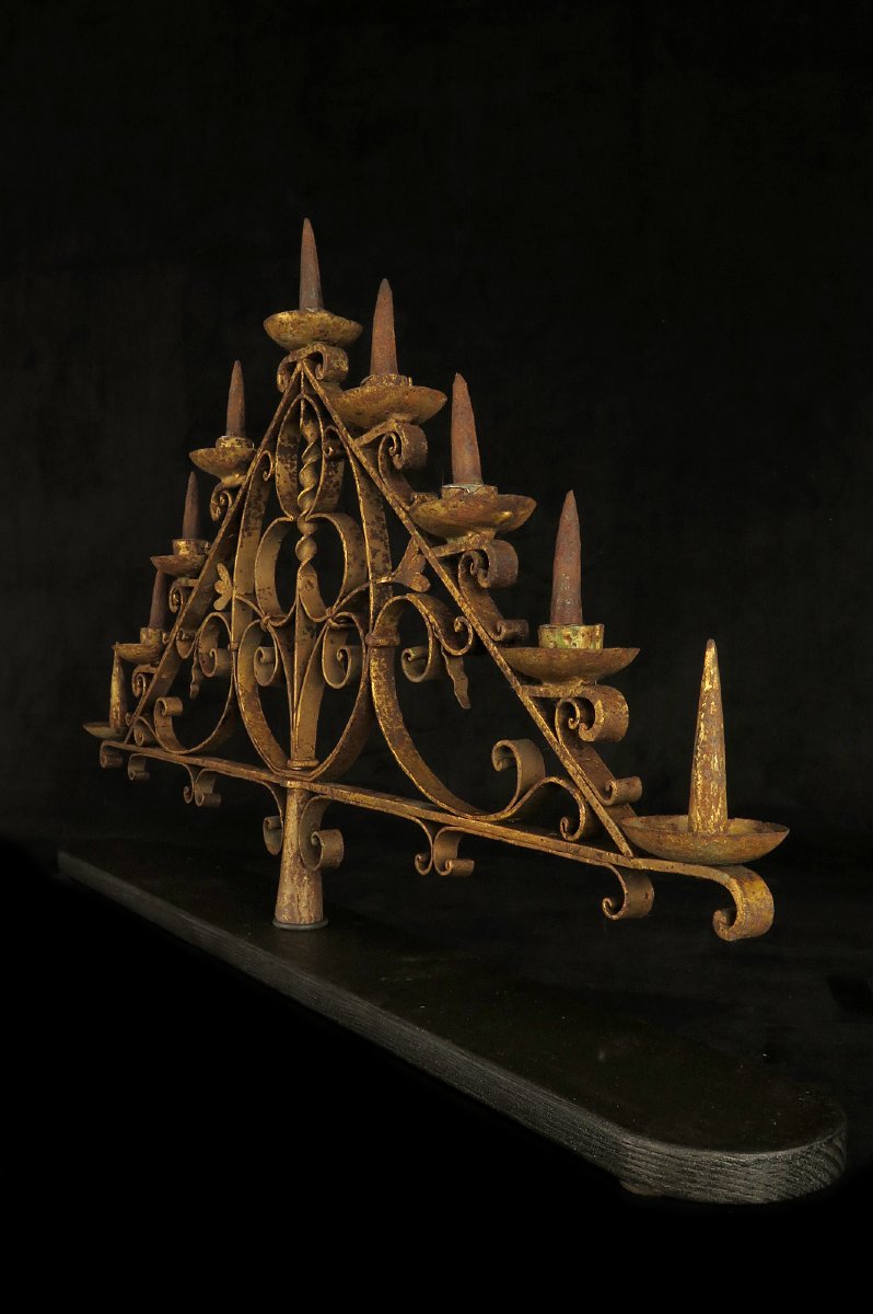 Antique Candlestick, Wrought-iron Candle Holder, Circa 1880.-photo-2