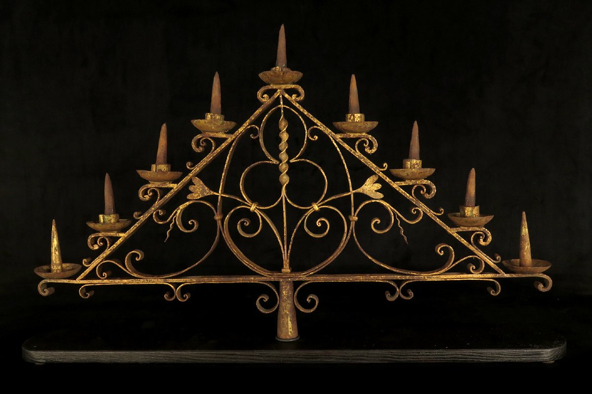 Antique Candlestick, Wrought-iron Candle Holder, Circa 1880.-photo-3