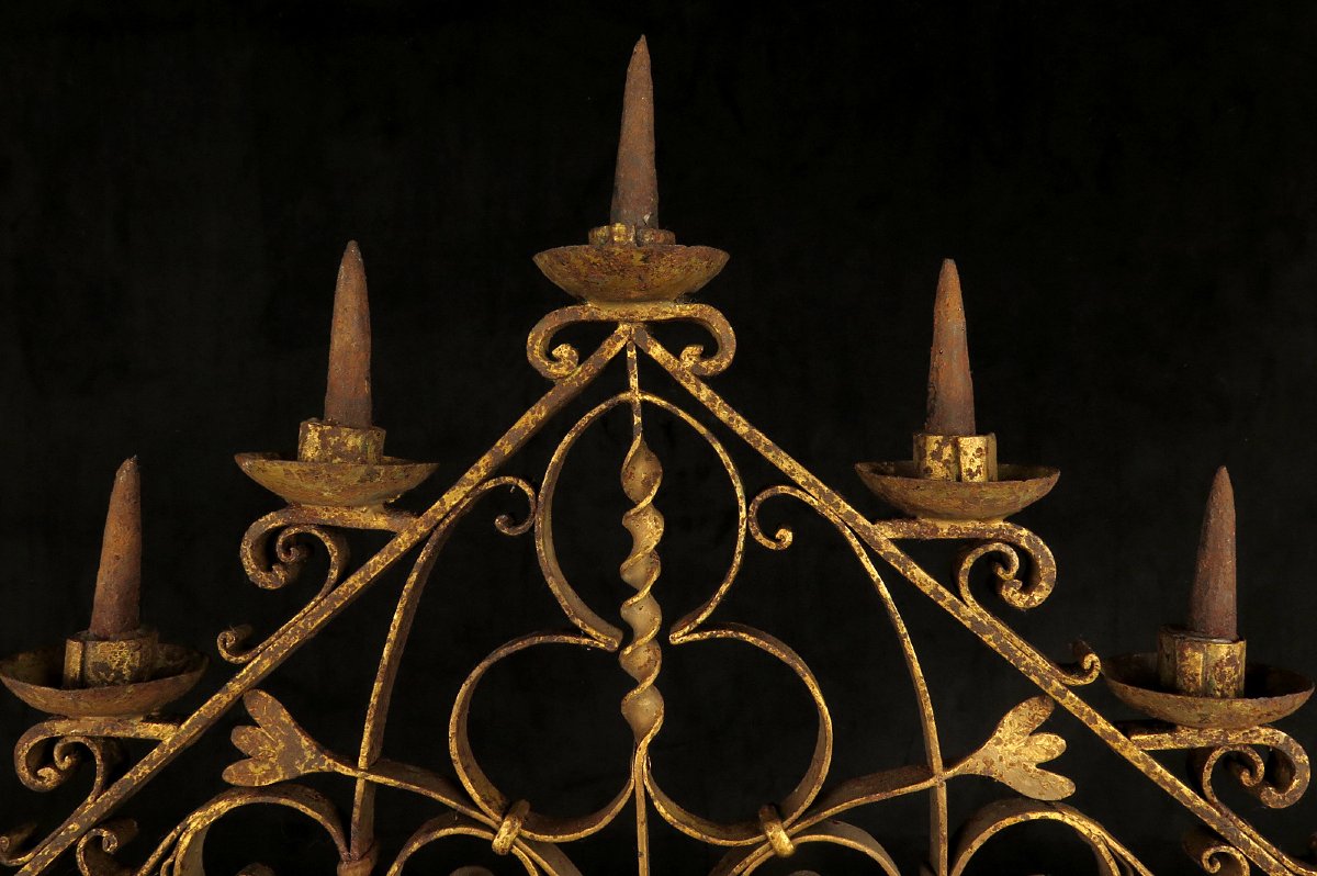 Antique Candlestick, Wrought-iron Candle Holder, Circa 1880.-photo-4