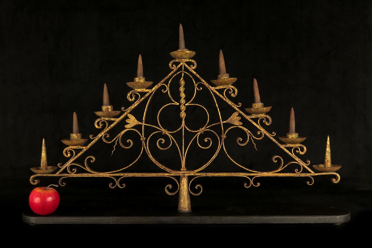 Antique Candlestick, Wrought-iron Candle Holder, Circa 1880.-photo-8