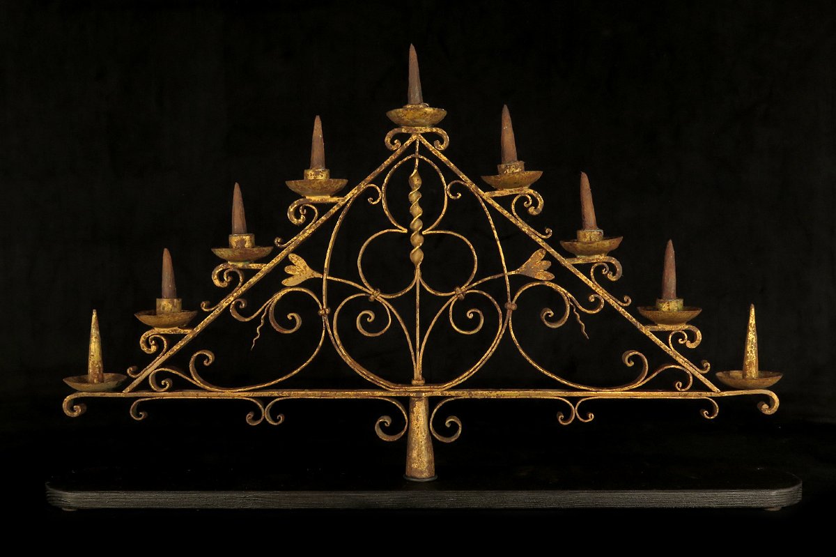 Antique Candlestick, Wrought-iron Candle Holder, Circa 1880.