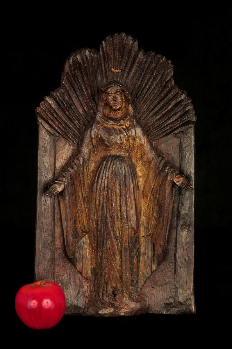 Intéressante et ancienne sculpture en chêne, haut relief / Art Populaire 18eme-photo-8