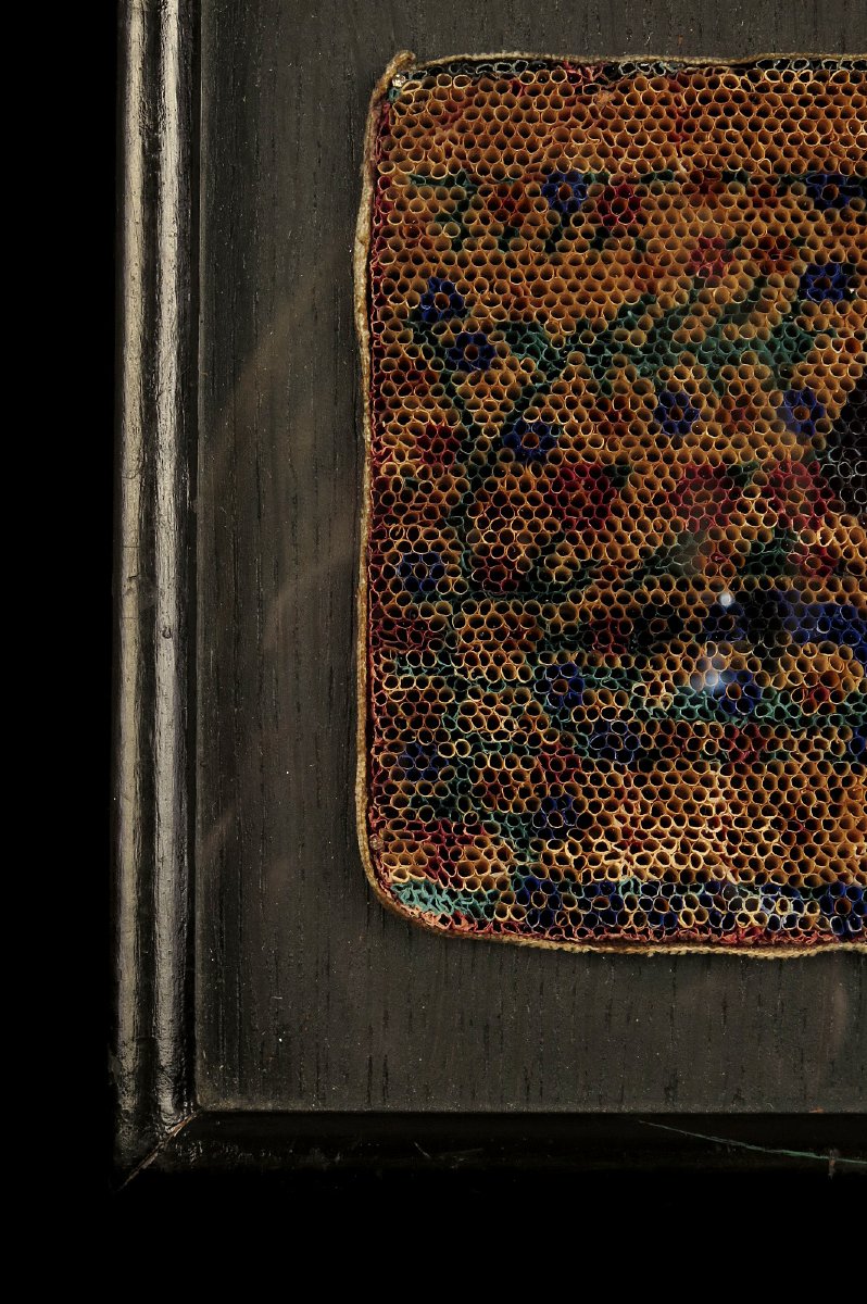 Étonnante peinture sur paille, art populaire du XIXeme siècle.-photo-3