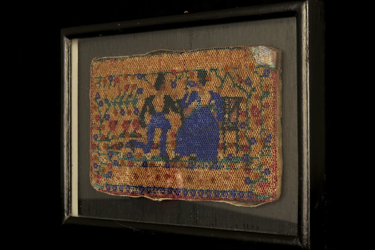 Étonnante peinture sur paille, art populaire du XIXeme siècle.-photo-3