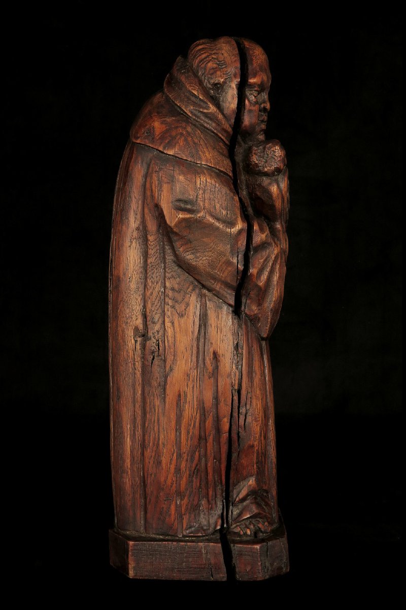 Ancienne sculpture en chêne, art populaire vers 1850 . Grotesque de Saint Antoine de Padoue-photo-3