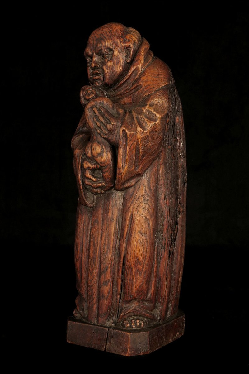 Ancienne sculpture en chêne, art populaire vers 1850 . Grotesque de Saint Antoine de Padoue-photo-6