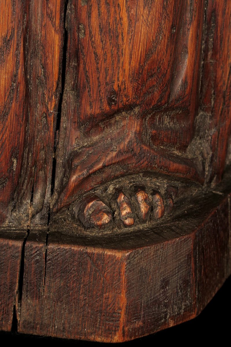 Ancienne sculpture en chêne, art populaire vers 1850 . Grotesque de Saint Antoine de Padoue-photo-8