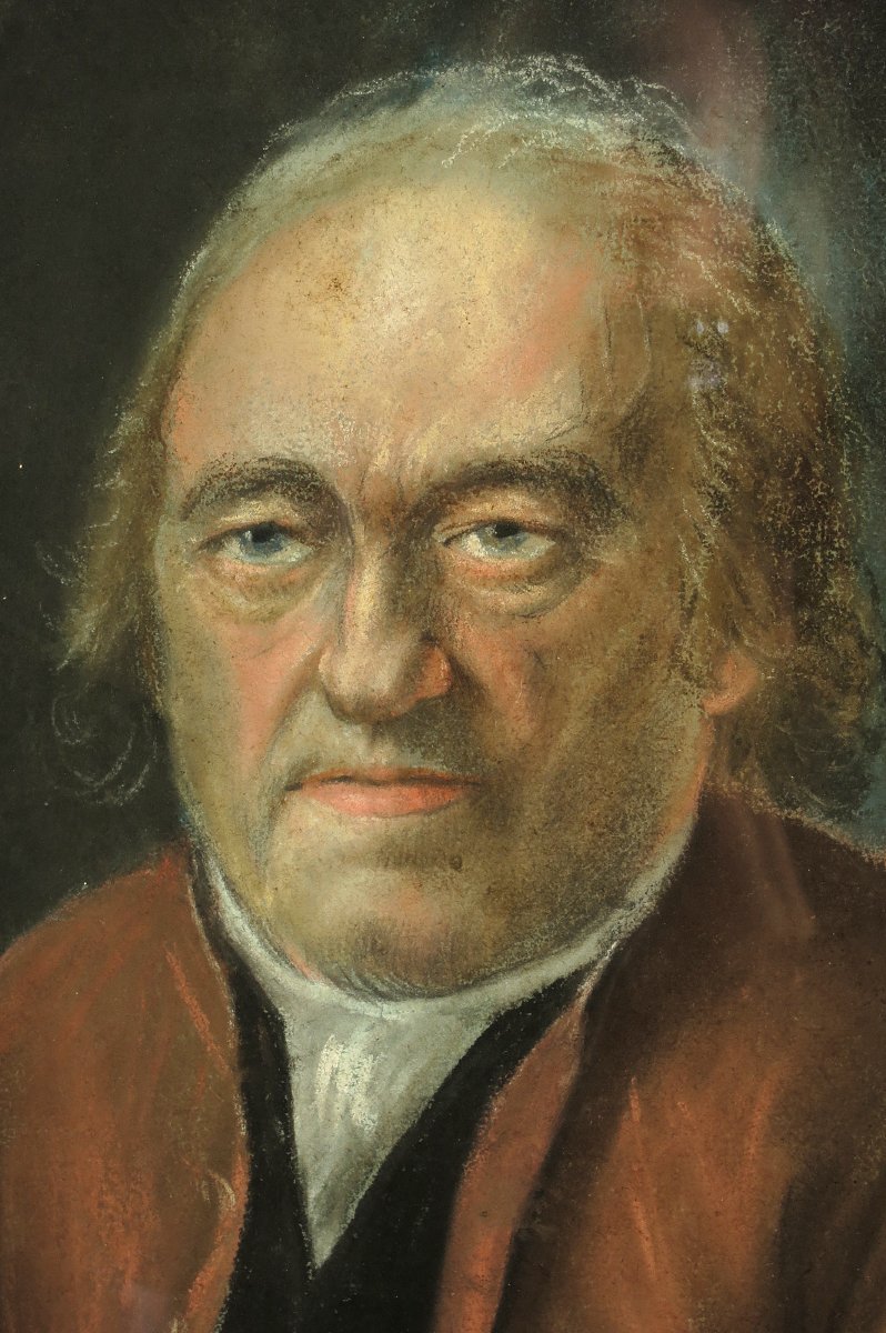 Ancien portrait au fusain d'un notable, vers 1800.-photo-2