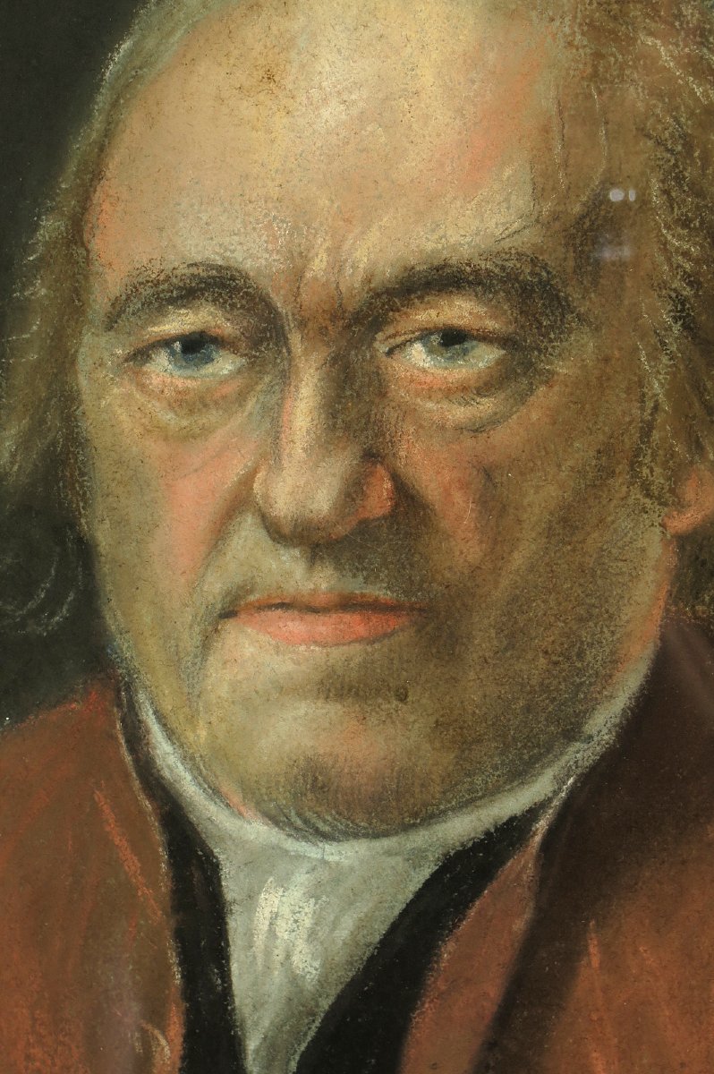 Ancien portrait au fusain d'un notable, vers 1800.-photo-3
