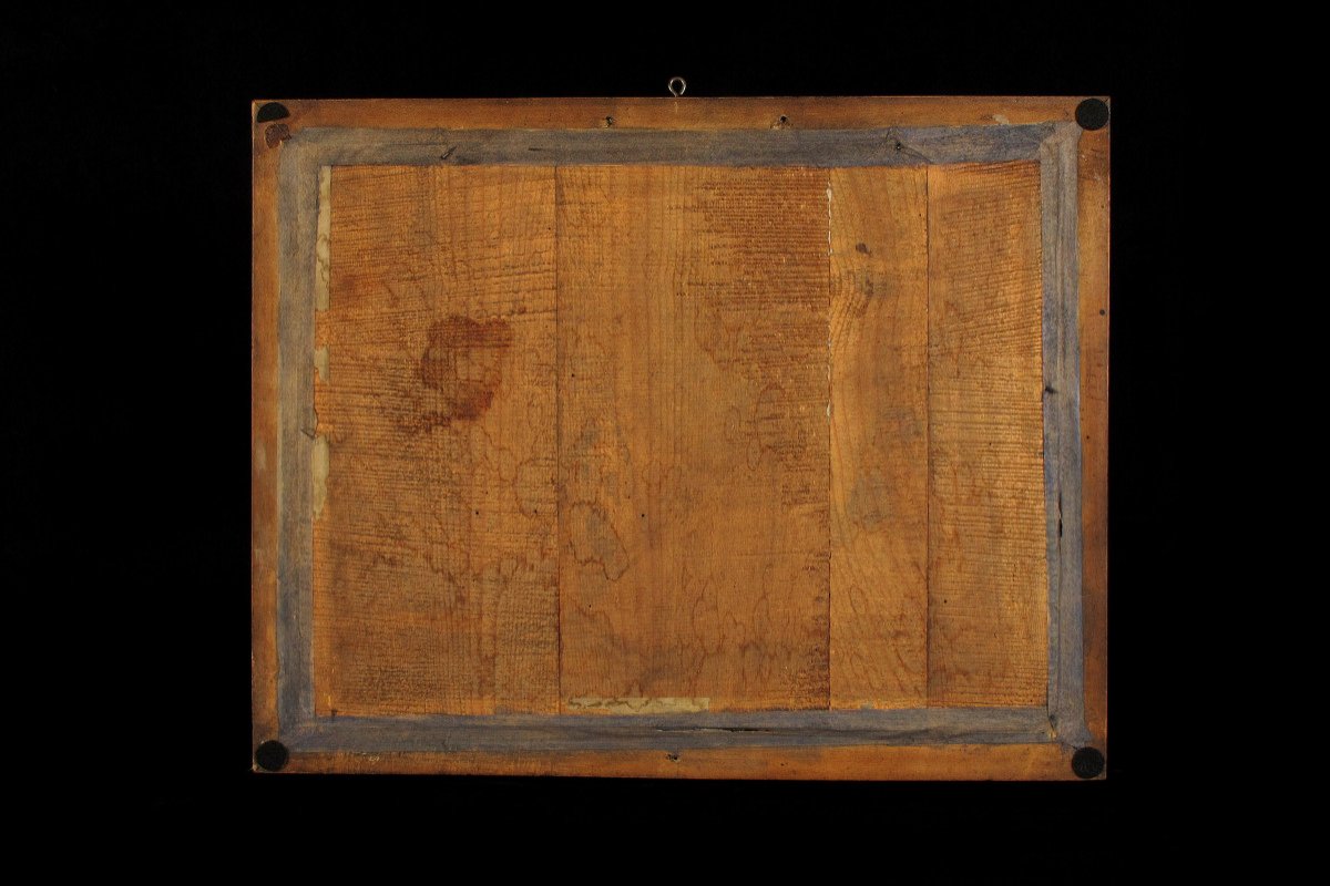 Ancienne Peinture Sous Verre Eglosmisé, Christ Gisant Vers 1820-photo-7