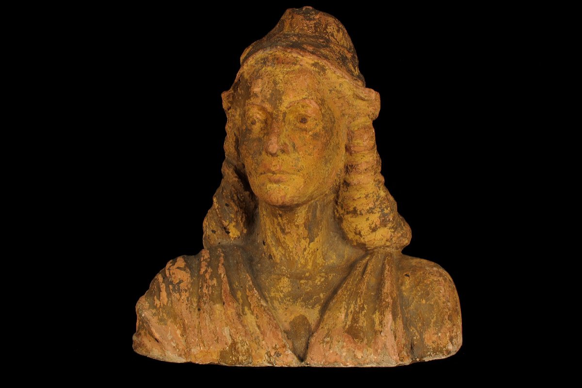 Ancien Et Impostant Buste De Marianne En Terre Cuite, Vers 1880.