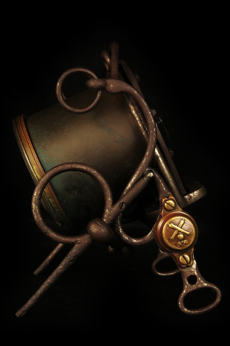 étonnante Pendulette d'Officier, Art Populaire Vers 1880 / Horloge Ancienne Militaria-photo-3