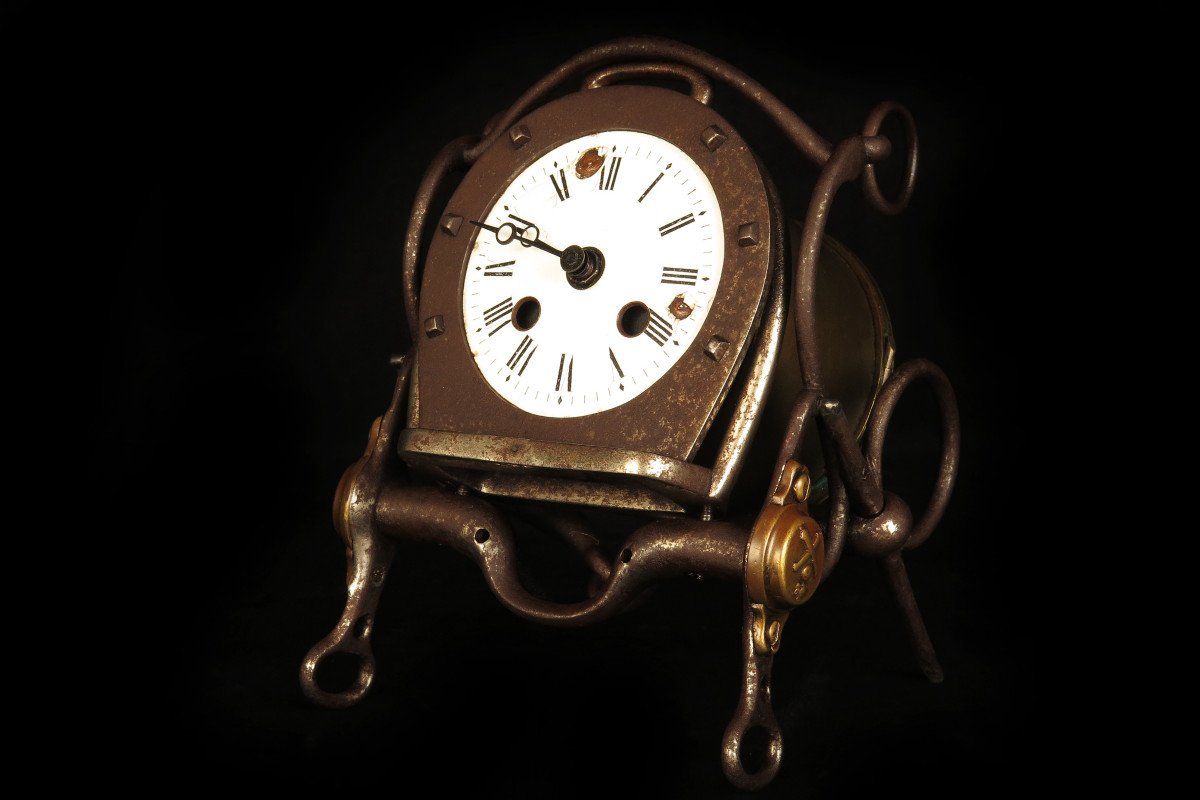 étonnante Pendulette d'Officier, Art Populaire Vers 1880 / Horloge Ancienne Militaria-photo-6