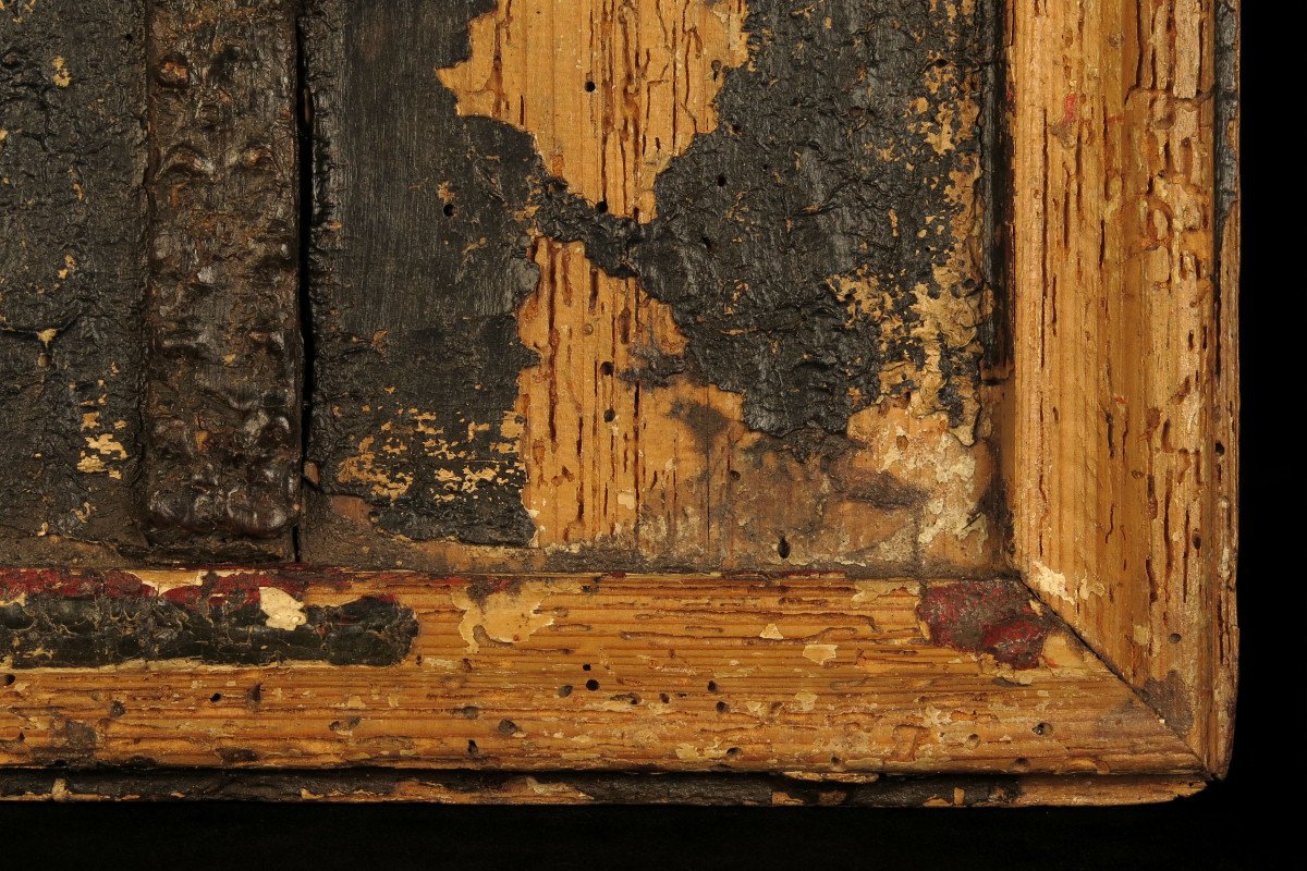 Old Remains Of Crucifix, Religious Folk Art Around 1800 / Christ Plomb-photo-2