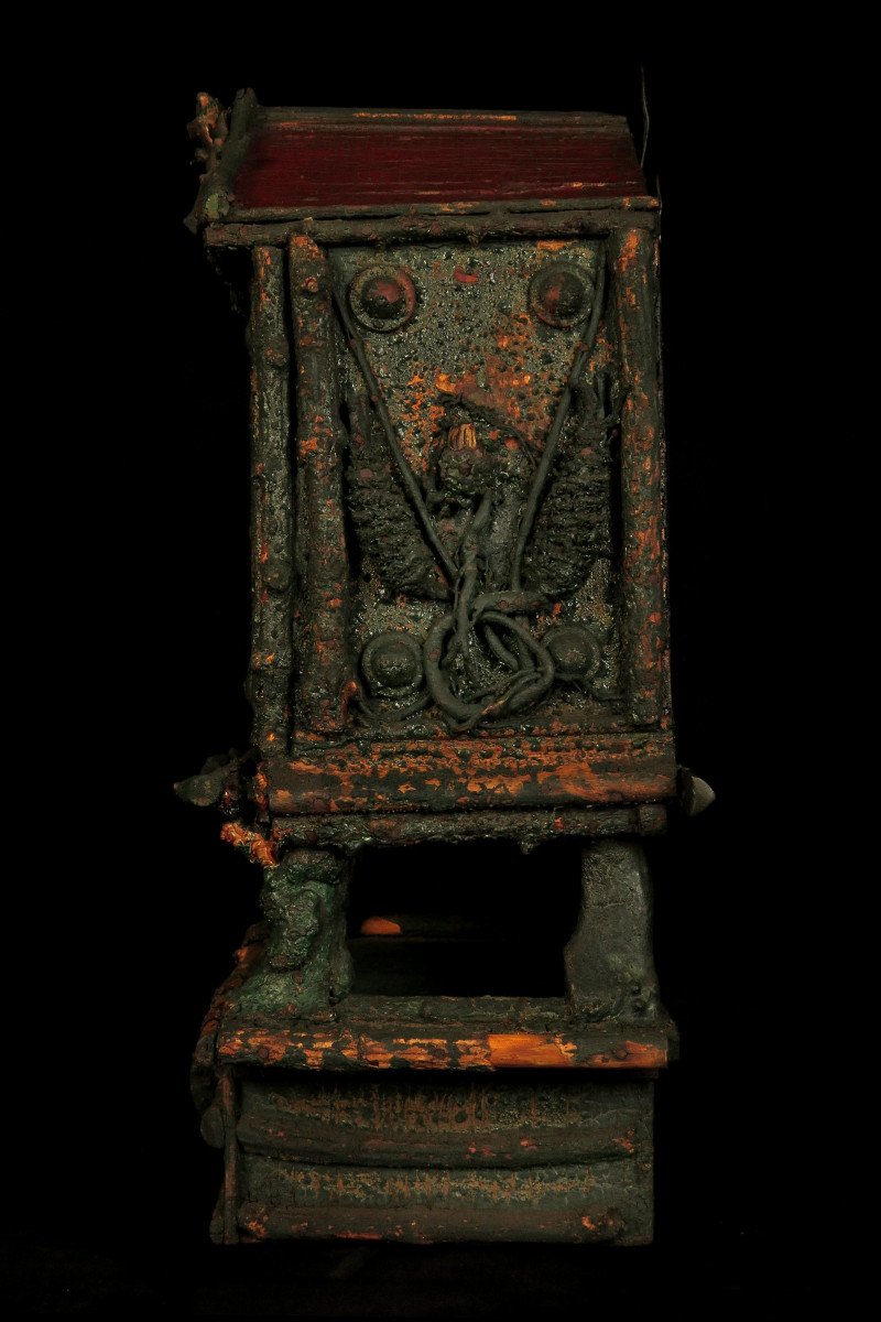 Ancienne Horloge Murale, Art Populaire Vers 1880 / Pendule Montre Foret Noire Allemagne-photo-3