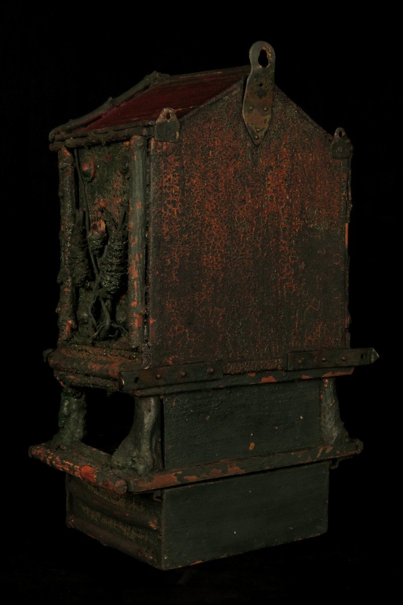 Ancienne Horloge Murale, Art Populaire Vers 1880 / Pendule Montre Foret Noire Allemagne-photo-4