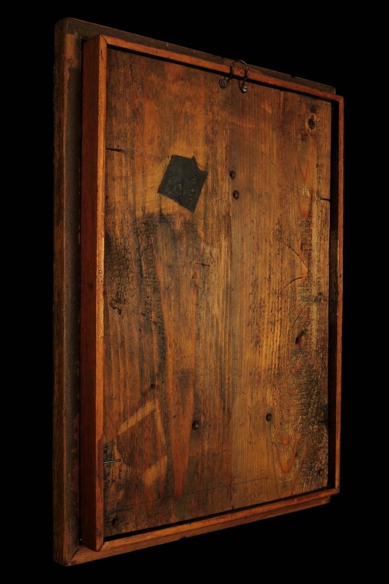 étonnante Et Ancienne Peinture à l'Huile Espagnole, C.1800 / Christ Sang Cabinet Curiosités-photo-7