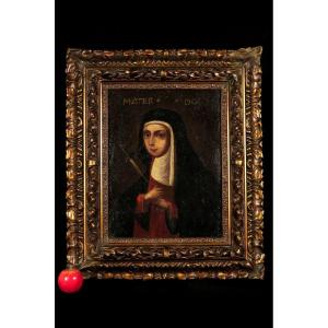 Old Portrait, Oil Painting Of The Mater Dolorosa, Eighteenth Century Work