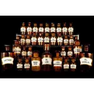 Important And Old Series Of Bottles, Pharmacy Bottles Circa 1920.