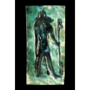 Ancienne céramique Anubis par Hassen Heshmat / Sculpture Egypte Design 1980