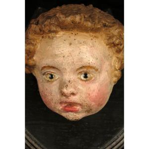 Ancien fragment de sculpture, Putti ou Angelot vers 1800.