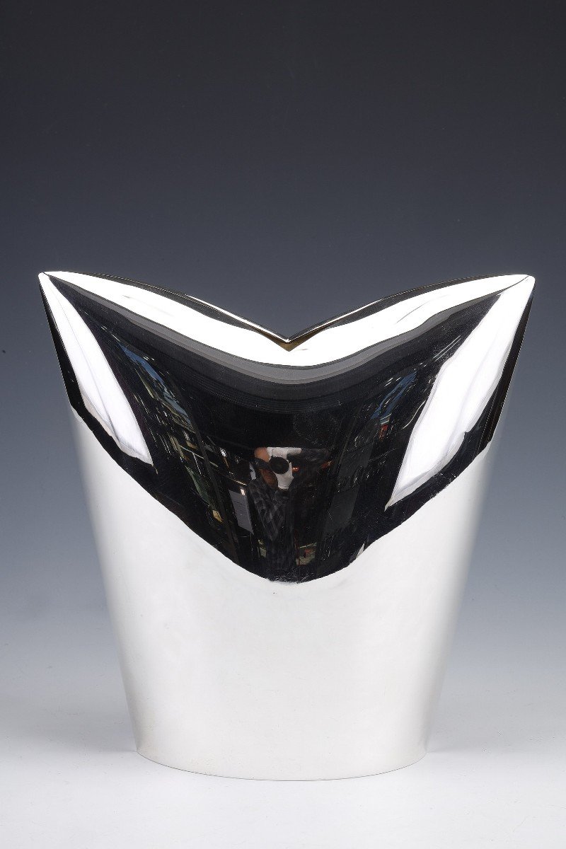 Gabriel De Vecchi - Vase In Sterling Silver Italian Design Twentieth-photo-2