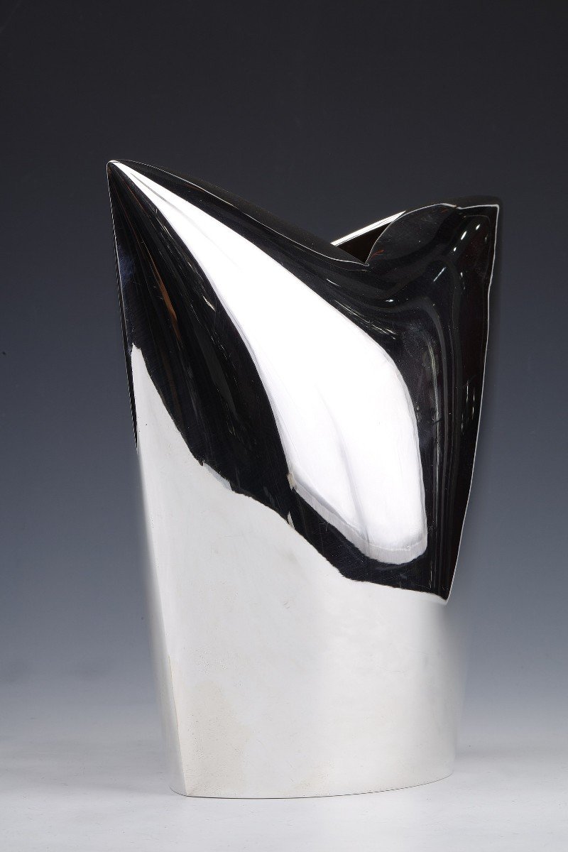 Gabriel De Vecchi - Vase In Sterling Silver Italian Design Twentieth-photo-4