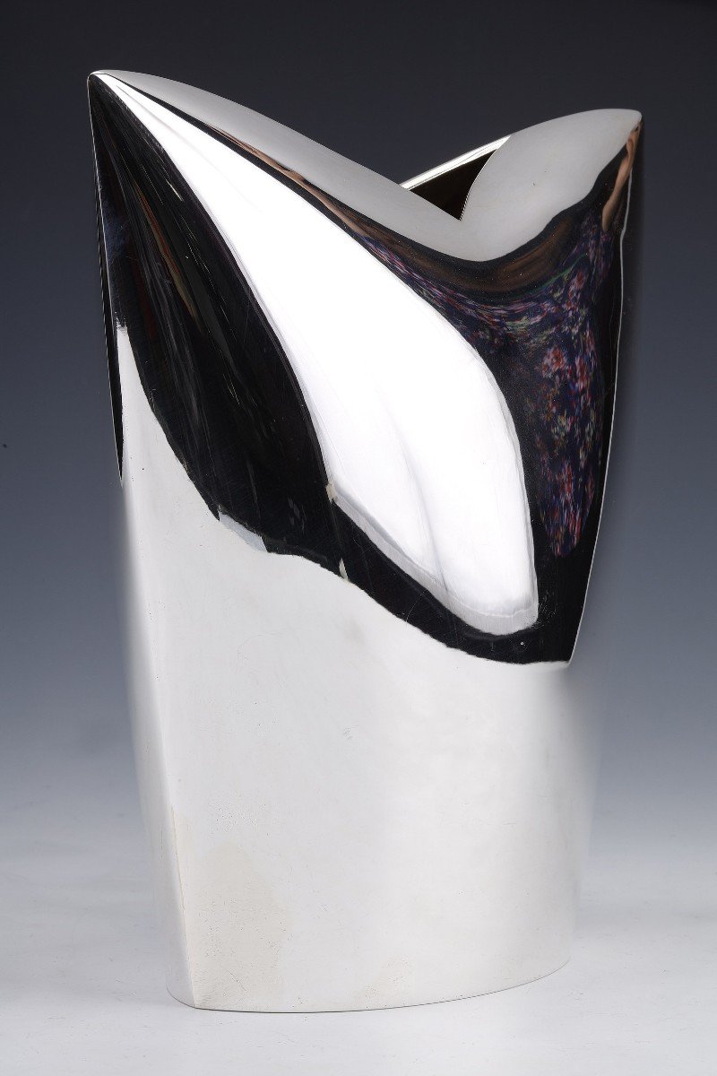 Gabriel De Vecchi - Vase In Sterling Silver Italian Design Twentieth-photo-3