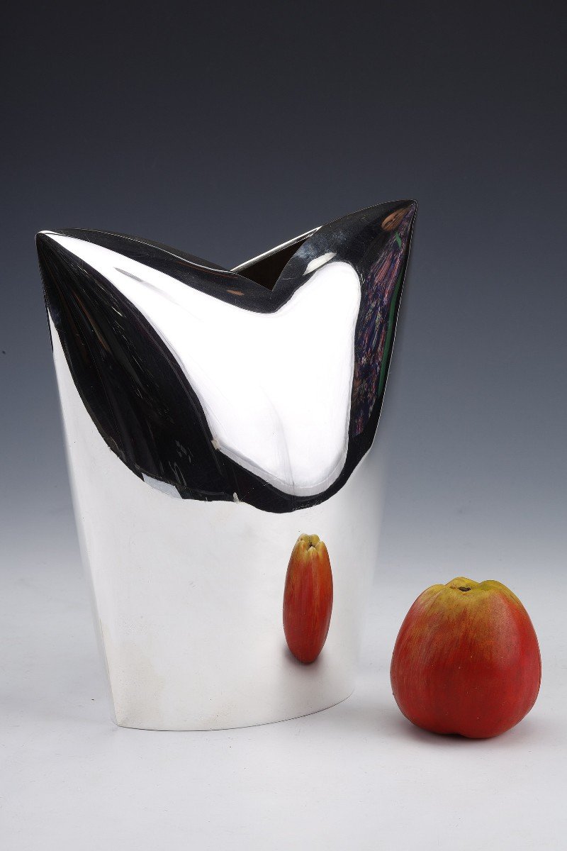  Gabriel De Vecchi - Vase En Argent Massif Design Italien  XXè