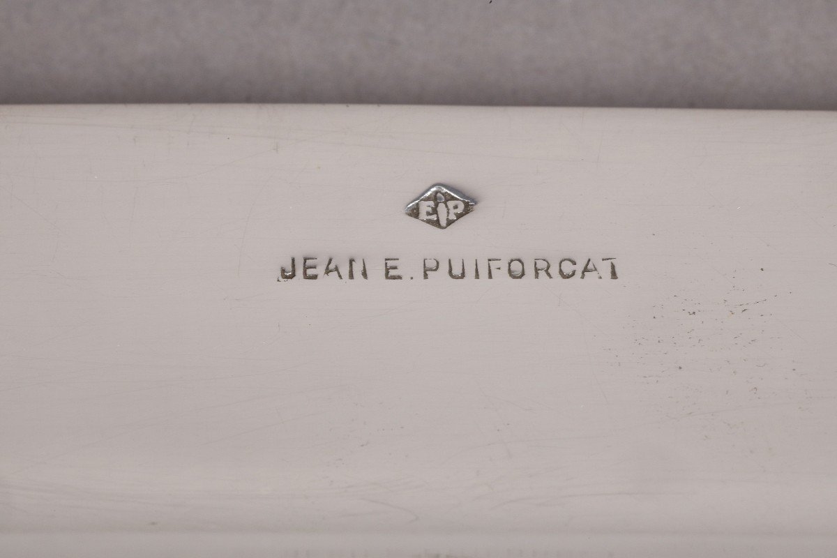 Jean E. Puiforcat - Grand plat de présentation en argent massif Art déco-photo-5