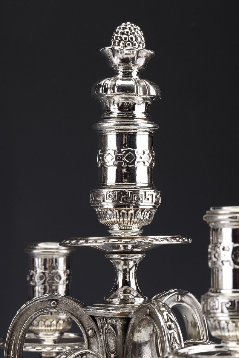 Marret Frères - Important Pair Of Candelabras In Sterling Silver Nineteenth-photo-1