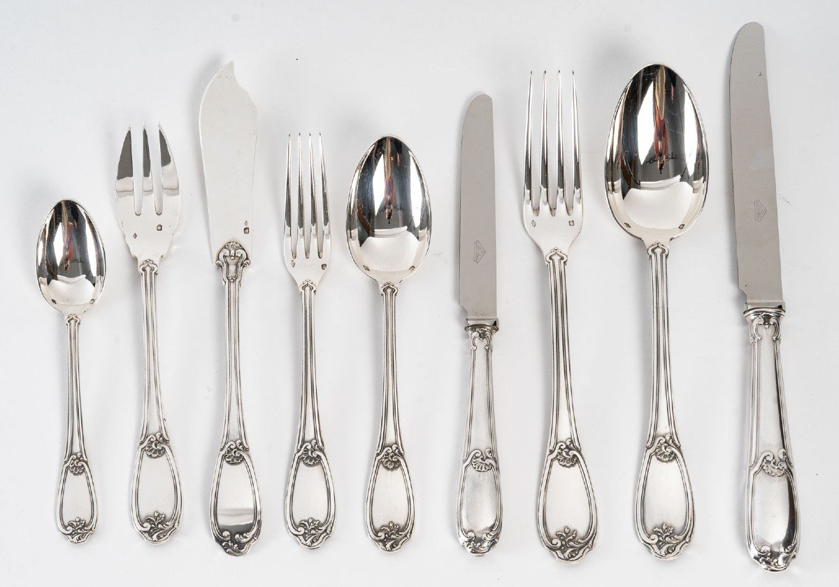 Goldsmith Henin - Cutlery Set In Sterling Silver 120 Pieces - Minerva - XXth