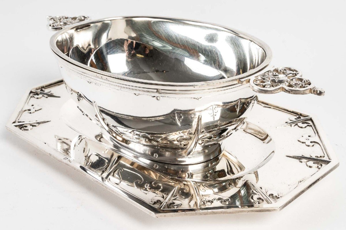 Cardeilhac - Sauceboat On Its Silver Tray Model Fer De Lance Nineteenth-photo-1