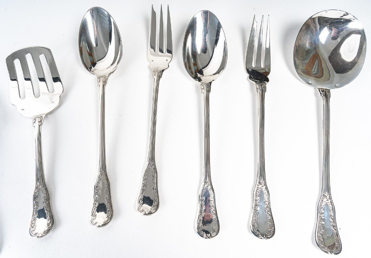 Puiforcat - Twentieth Silver Cutlery Set 156 Pieces "ségur" Model Unencrypted.-photo-5