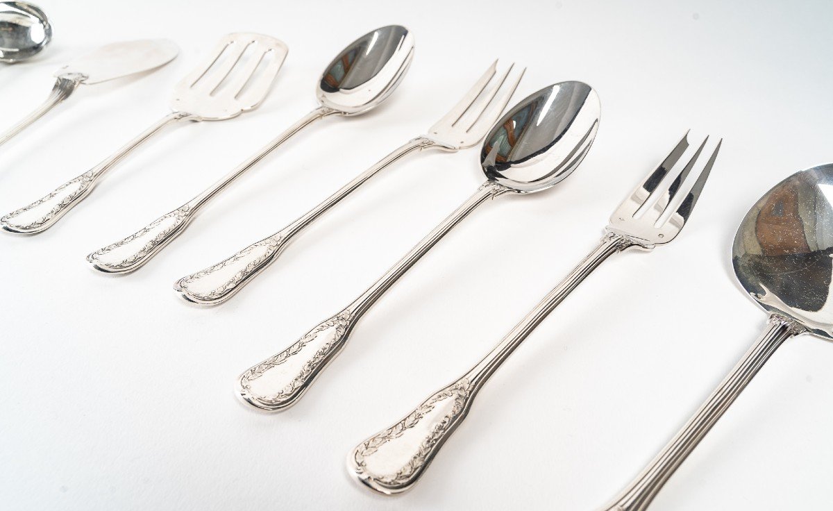 Puiforcat - Twentieth Silver Cutlery Set 153 Pieces "ségur" Model Unencrypted.-photo-8