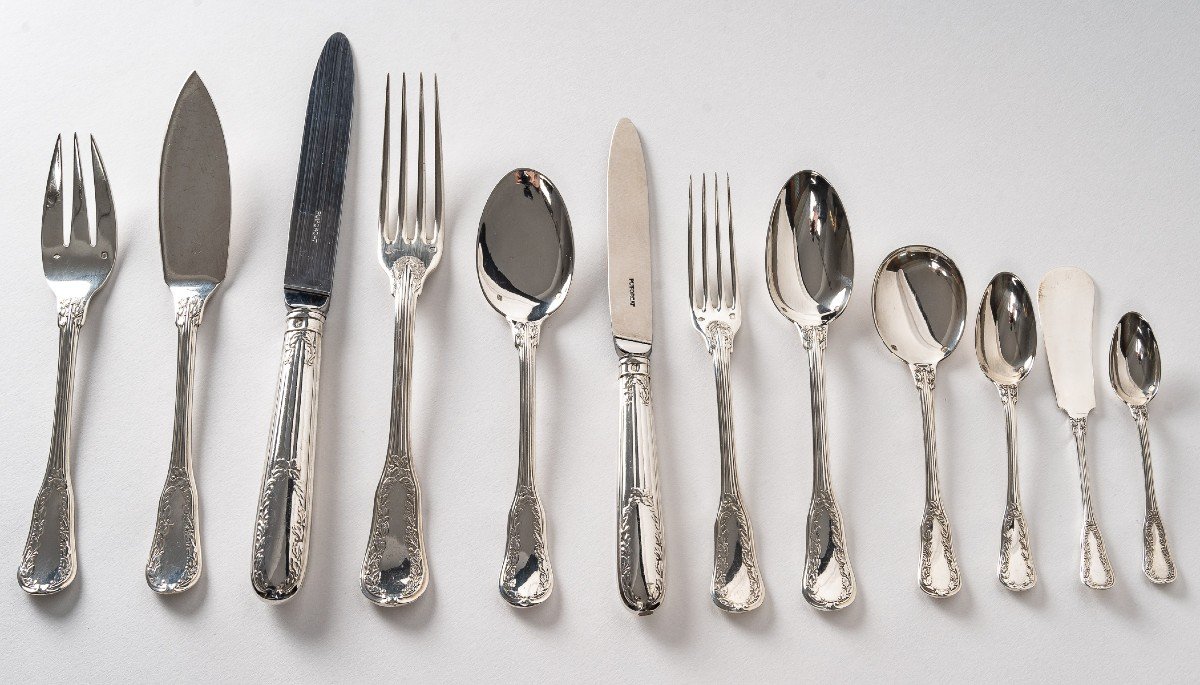 Puiforcat - Twentieth Silver Cutlery Set 156 Pieces "ségur" Model Unencrypted.