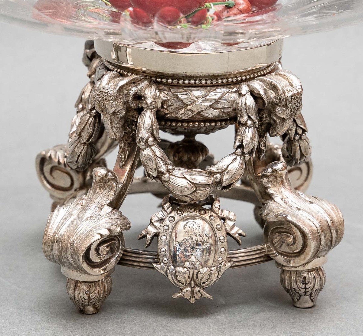 Goldsmith - Pair Of Engraved Crystal Cups On Solid Silver Support XIXth-photo-2