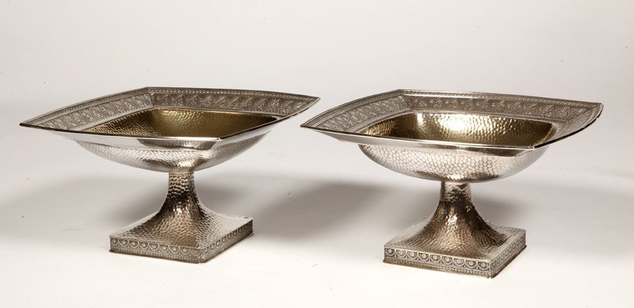 Gorham – Pair Of Sterling Silver Hammered Cups Birmingham 20th-photo-5